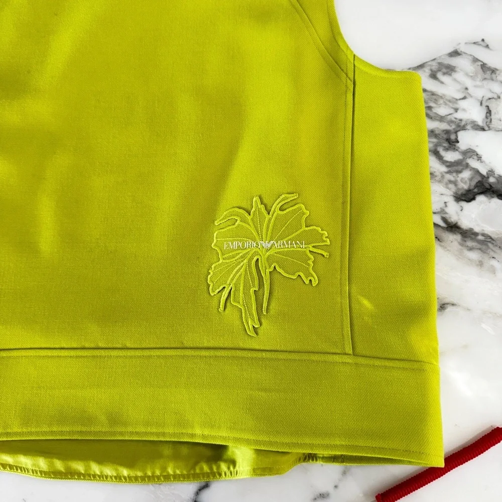 Emporio Armani Neon Lime Green D41J51  Poly-Cotton Blend Sleeveless Vest, Sz. 50